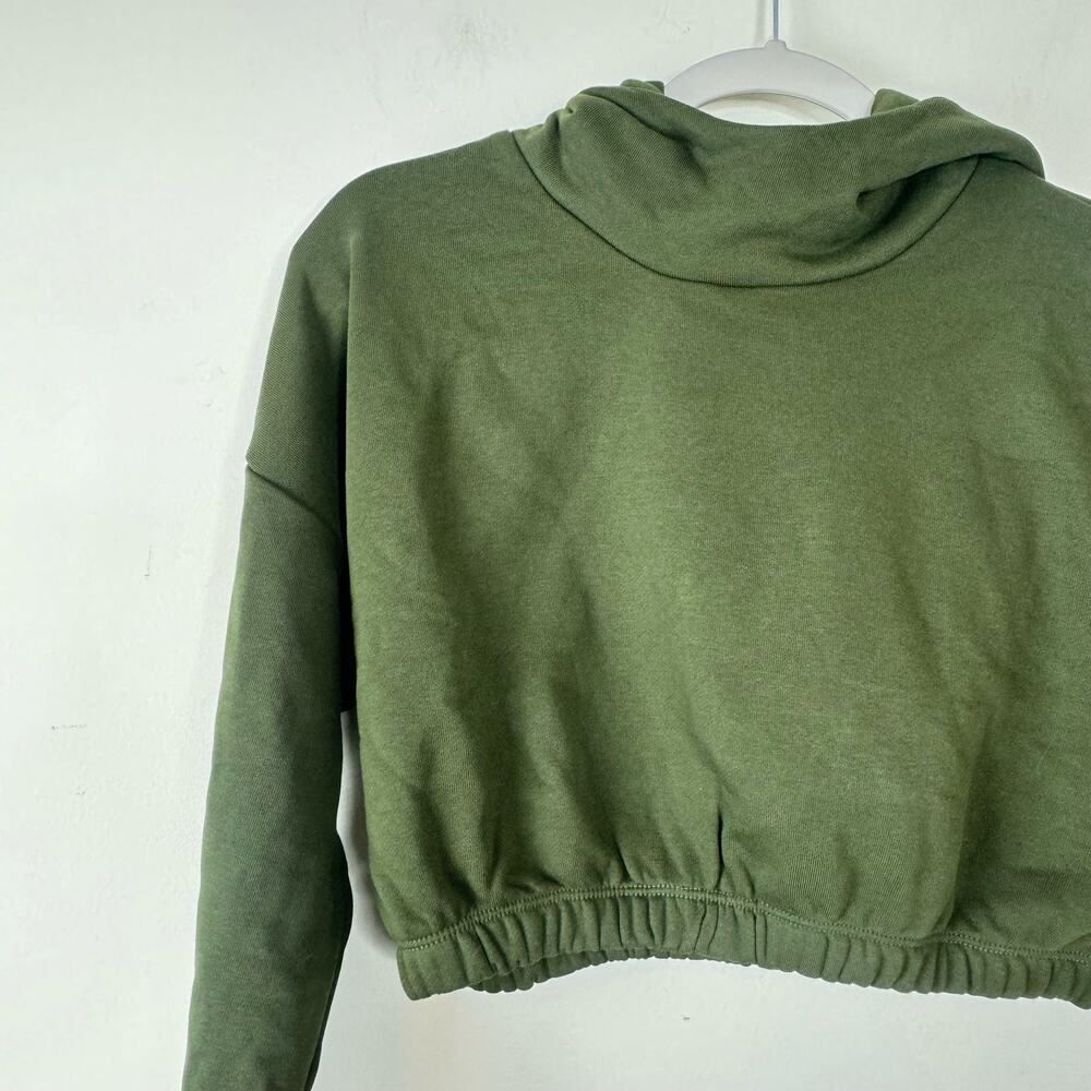 Naked Wardrobe French Terry Crop Hoodie - Olive Green NWOT Size Medium - Picture 3 of 8